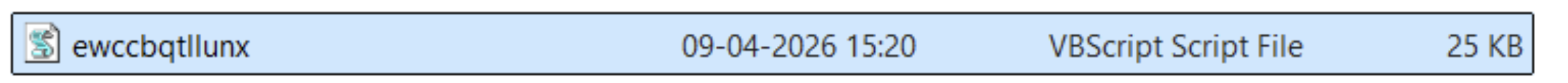 Artefacto VBS observado durante el análisis de VIDAR, identificado como un archivo VBScript de 25 KB